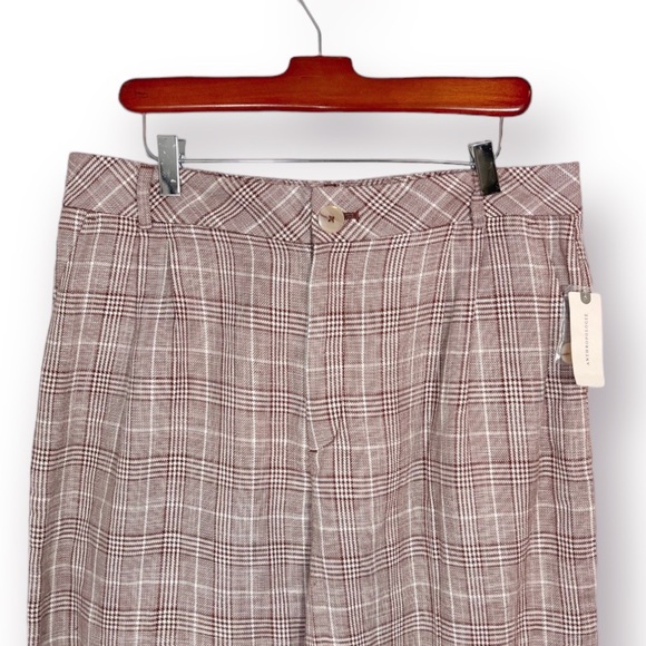 Anthropologie Maeve Pleated Plaid Trousers 14 NWT - Picture 6 of 11